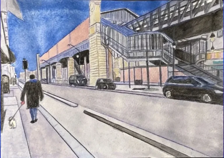 Allée ciel bleu devant le métro – artkati.com